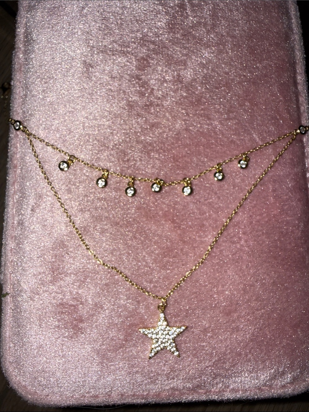 Crystal Studded Star Layering Necklace